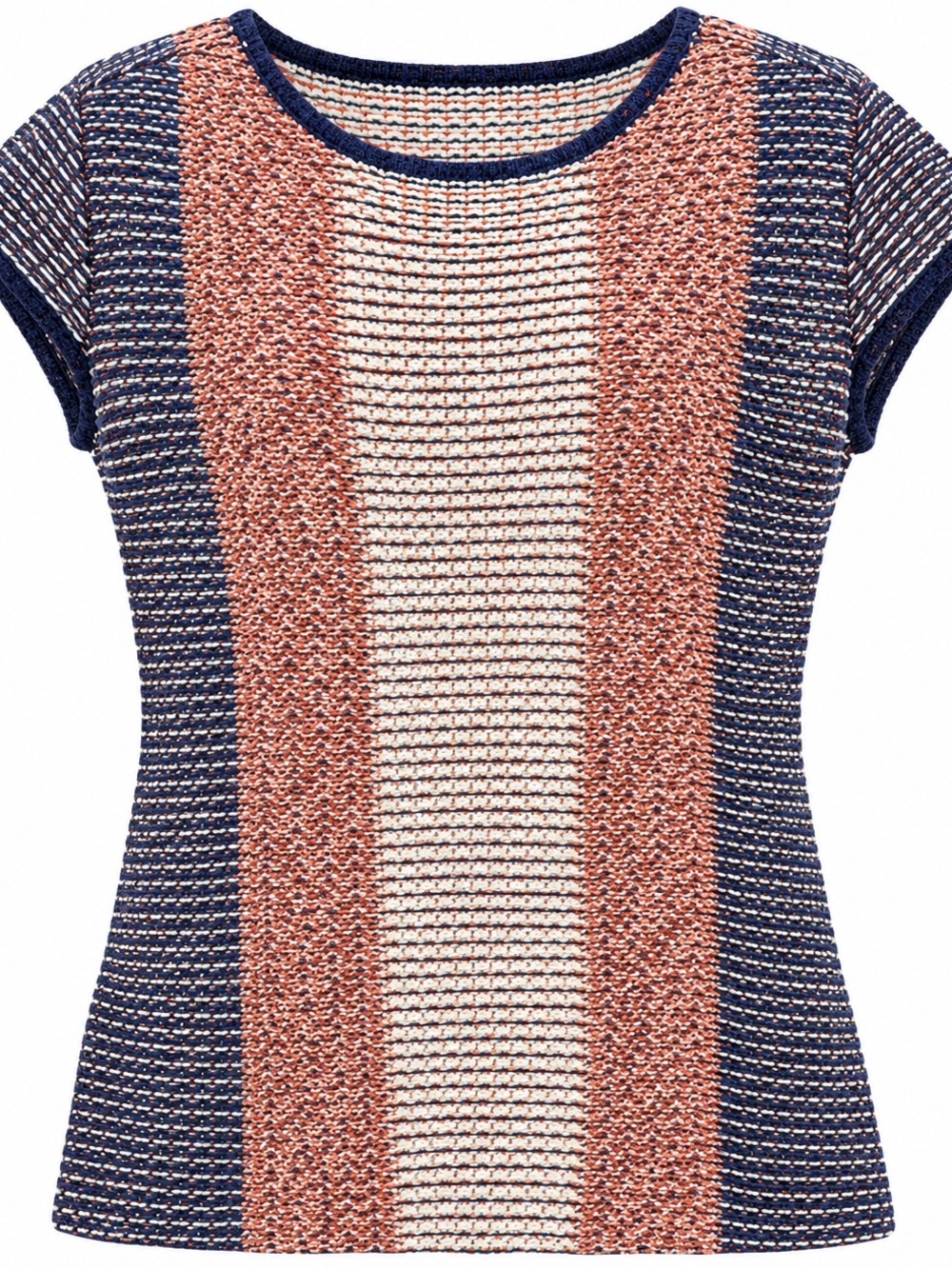 Jones New York Striped Knit Crewneck Sweater in Navy, Rust & Cream